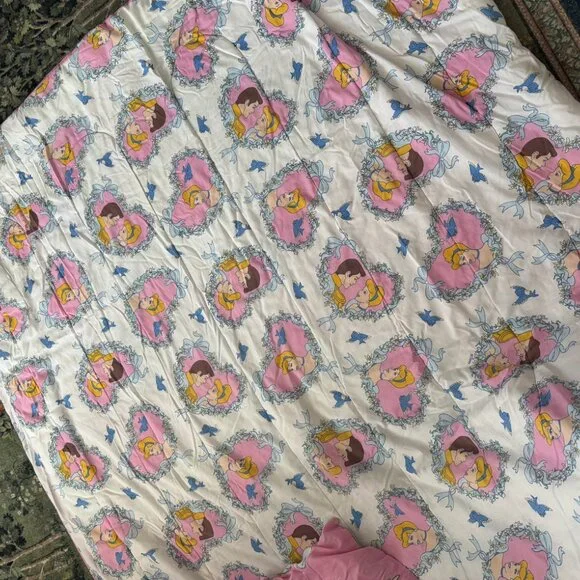 HTF Vintage Disney Pink Cinderella Reversible Twin Comforter - Picture 6 of 9